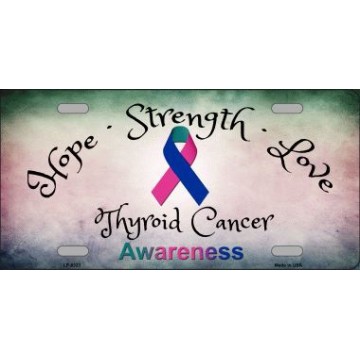 Thyroid Cancer Ribbon Metal License Plate
